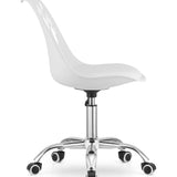 Chaise pivotante à roulettes, chaise de bureau réglable, chaise de bureau avec dossier, coussin en polypropylène et simili cuir, cadre chromé, 57 x 50 x 93,5 cm 