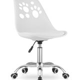 Chaise pivotante à roulettes, chaise de bureau réglable, chaise de bureau avec dossier, coussin en polypropylène et simili cuir, cadre chromé, 57 x 50 x 93,5 cm 