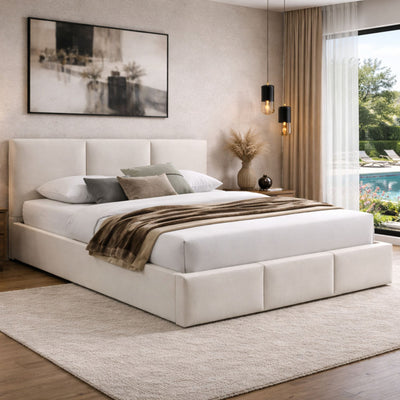 Bett 140x200 / 160x200 cm Doppelbett Polsterbett Bettgestell mit Lattenrost aus Metall, hydraulischer Bettkasten, Samtbezug in beige oder dunkelgrau, viel Stauraum, modern & pflegeleicht