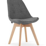 Chaise de salle à manger, lot de 4 chaises de bureau, chaise rembourrée, tissu doux avec pieds en bois de hêtre, charge d'assise de 120 kg, 54 x 44,5 x 81,5 cm