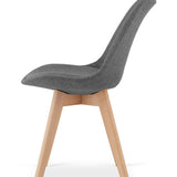 Chaise de salle à manger, lot de 4 chaises de bureau, chaise rembourrée, tissu doux avec pieds en bois de hêtre, charge d'assise de 120 kg, 54 x 44,5 x 81,5 cm