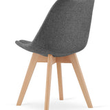 Chaise de salle à manger, lot de 4 chaises de bureau, chaise rembourrée, tissu doux avec pieds en bois de hêtre, charge d'assise de 120 kg, 54 x 44,5 x 81,5 cm