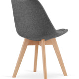 Chaise de salle à manger, lot de 4 chaises de bureau, chaise rembourrée, tissu doux avec pieds en bois de hêtre, charge d'assise de 120 kg, 54 x 44,5 x 81,5 cm