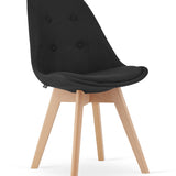 Chaise de salle à manger, lot de 4 chaises de bureau, chaise rembourrée, tissu doux avec pieds en bois de hêtre, charge d'assise de 120 kg, 54 x 44,5 x 81,5 cm