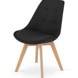Chaise de salle à manger, lot de 4 chaises de bureau, chaise rembourrée, tissu doux avec pieds en bois de hêtre, charge d'assise de 120 kg, 54 x 44,5 x 81,5 cm