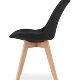 Chaise de salle à manger, lot de 4 chaises de bureau, chaise rembourrée, tissu doux avec pieds en bois de hêtre, charge d'assise de 120 kg, 54 x 44,5 x 81,5 cm
