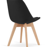 Chaise de salle à manger, lot de 4 chaises de bureau, chaise rembourrée, tissu doux avec pieds en bois de hêtre, charge d'assise de 120 kg, 54 x 44,5 x 81,5 cm