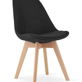 Chaise de salle à manger, lot de 4 chaises de bureau, chaise rembourrée, tissu doux avec pieds en bois de hêtre, charge d'assise de 120 kg, 54 x 44,5 x 81,5 cm