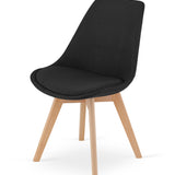 Chaise de salle à manger, lot de 4 chaises de bureau, chaise rembourrée, tissu doux avec pieds en bois de hêtre, charge d'assise de 120 kg, 54 x 44,5 x 81,5 cm