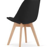 Chaise de salle à manger, lot de 4 chaises de bureau, chaise rembourrée, tissu doux avec pieds en bois de hêtre, charge d'assise de 120 kg, 54 x 44,5 x 81,5 cm