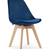Chaise de salle à manger, lot de 4 chaises de bureau, chaise rembourrée, tissu doux avec pieds en bois de hêtre, charge d'assise de 120 kg, 54 x 44,5 x 81,5 cm