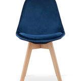 Chaise de salle à manger, lot de 4 chaises de bureau, chaise rembourrée, tissu doux avec pieds en bois de hêtre, charge d'assise de 120 kg, 54 x 44,5 x 81,5 cm