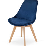 Chaise de salle à manger, lot de 4 chaises de bureau, chaise rembourrée, tissu doux avec pieds en bois de hêtre, charge d'assise de 120 kg, 54 x 44,5 x 81,5 cm