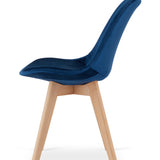 Chaise de salle à manger, lot de 4 chaises de bureau, chaise rembourrée, tissu doux avec pieds en bois de hêtre, charge d'assise de 120 kg, 54 x 44,5 x 81,5 cm