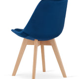 Chaise de salle à manger, lot de 4 chaises de bureau, chaise rembourrée, tissu doux avec pieds en bois de hêtre, charge d'assise de 120 kg, 54 x 44,5 x 81,5 cm