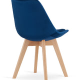 Chaise de salle à manger, lot de 4 chaises de bureau, chaise rembourrée, tissu doux avec pieds en bois de hêtre, charge d'assise de 120 kg, 54 x 44,5 x 81,5 cm