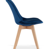 Chaise de salle à manger, lot de 4 chaises de bureau, chaise rembourrée, tissu doux avec pieds en bois de hêtre, charge d'assise de 120 kg, 54 x 44,5 x 81,5 cm