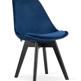 Chaise de salle à manger, lot de 4 chaises de bureau, chaise rembourrée, tissu doux avec pieds en bois de hêtre, charge d'assise de 120 kg, 54 x 44,5 x 81,5 cm