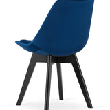 Chaise de salle à manger, lot de 4 chaises de bureau, chaise rembourrée, tissu doux avec pieds en bois de hêtre, charge d'assise de 120 kg, 54 x 44,5 x 81,5 cm