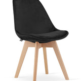 Chaise de salle à manger, lot de 4 chaises de bureau, chaise rembourrée, tissu doux avec pieds en bois de hêtre, charge d'assise de 120 kg, 54 x 44,5 x 81,5 cm