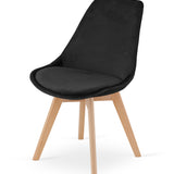 Chaise de salle à manger, lot de 4 chaises de bureau, chaise rembourrée, tissu doux avec pieds en bois de hêtre, charge d'assise de 120 kg, 54 x 44,5 x 81,5 cm