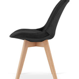Chaise de salle à manger, lot de 4 chaises de bureau, chaise rembourrée, tissu doux avec pieds en bois de hêtre, charge d'assise de 120 kg, 54 x 44,5 x 81,5 cm