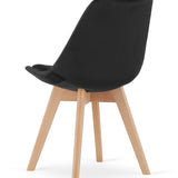 Chaise de salle à manger, lot de 4 chaises de bureau, chaise rembourrée, tissu doux avec pieds en bois de hêtre, charge d'assise de 120 kg, 54 x 44,5 x 81,5 cm