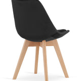 Chaise de salle à manger, lot de 4 chaises de bureau, chaise rembourrée, tissu doux avec pieds en bois de hêtre, charge d'assise de 120 kg, 54 x 44,5 x 81,5 cm