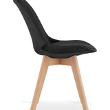 Chaise de salle à manger, lot de 4 chaises de bureau, chaise rembourrée, tissu doux avec pieds en bois de hêtre, charge d'assise de 120 kg, 54 x 44,5 x 81,5 cm