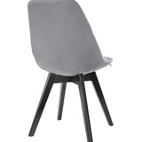 Chaise de salle à manger, lot de 4 chaises de bureau, chaise rembourrée, tissu doux avec pieds en bois de hêtre, charge d'assise de 120 kg, 54 x 44,5 x 81,5 cm