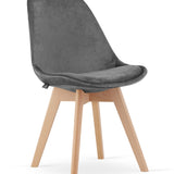Chaise de salle à manger, lot de 4 chaises de bureau, chaise rembourrée, tissu doux avec pieds en bois de hêtre, charge d'assise de 120 kg, 54 x 44,5 x 81,5 cm