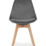Chaise de salle à manger, lot de 4 chaises de bureau, chaise rembourrée, tissu doux avec pieds en bois de hêtre, charge d'assise de 120 kg, 54 x 44,5 x 81,5 cm