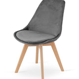Chaise de salle à manger, lot de 4 chaises de bureau, chaise rembourrée, tissu doux avec pieds en bois de hêtre, charge d'assise de 120 kg, 54 x 44,5 x 81,5 cm