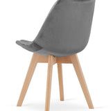 Chaise de salle à manger, lot de 4 chaises de bureau, chaise rembourrée, tissu doux avec pieds en bois de hêtre, charge d'assise de 120 kg, 54 x 44,5 x 81,5 cm