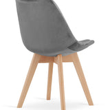 Chaise de salle à manger, lot de 4 chaises de bureau, chaise rembourrée, tissu doux avec pieds en bois de hêtre, charge d'assise de 120 kg, 54 x 44,5 x 81,5 cm