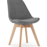 Chaise de salle à manger, lot de 4 chaises de bureau, chaise rembourrée, tissu doux avec pieds en bois de hêtre, charge d'assise de 120 kg, 54 x 44,5 x 81,5 cm