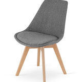 Chaise de salle à manger, lot de 4 chaises de bureau, chaise rembourrée, tissu doux avec pieds en bois de hêtre, charge d'assise de 120 kg, 54 x 44,5 x 81,5 cm