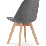 Chaise de salle à manger, lot de 4 chaises de bureau, chaise rembourrée, tissu doux avec pieds en bois de hêtre, charge d'assise de 120 kg, 54 x 44,5 x 81,5 cm