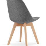 Chaise de salle à manger, lot de 4 chaises de bureau, chaise rembourrée, tissu doux avec pieds en bois de hêtre, charge d'assise de 120 kg, 54 x 44,5 x 81,5 cm