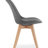 Chaise de salle à manger, lot de 4 chaises de bureau, chaise rembourrée, tissu doux avec pieds en bois de hêtre, charge d'assise de 120 kg, 54 x 44,5 x 81,5 cm