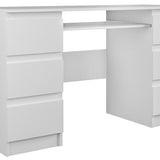 Bureau table de travail table de bureau table PC blanc 130 cm largeur 76 cm hauteur avec 6 tiroirs en bois