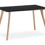 Esszimmertisch Küchentisch mit Holzbeinen aus Buche, Tischplatte aus MDF, matt, Rechteckig Esstisch, 120 x 80 x 74 cm, 19 mm Tischplattenstärke, Schwarz