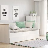 Lit de repos 80x200 lit gigogne 160x200 lit fonctionnel avec deux matelas &amp; deux tiroirs blanc