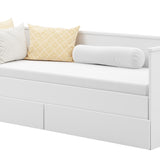 Lit de repos 80x200 lit gigogne 160x200 lit fonctionnel avec deux matelas &amp; deux tiroirs blanc