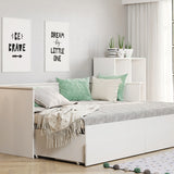 Lit de repos 80x200 lit gigogne 160x200 lit fonctionnel avec deux matelas &amp; deux tiroirs blanc