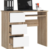 Bureau d'ordinateur, table de bureau, avec étagère pour clavier extensible, 90 x 50 x 77 cm, plateau en stratifié résistant à l'abrasion de 16 mm d'épaisseur avec bord en ABS