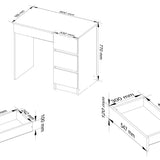 Bureau d'ordinateur, table de bureau, avec étagère pour clavier extensible, 90 x 50 x 77 cm, plateau en stratifié résistant à l'abrasion de 16 mm d'épaisseur avec bord en ABS