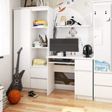 Computertisch, Bürotisch, mit 1 Schublade und 2 Regalen und einer ausziehbaren Tastaturablage, 90 x 50 x 77 cm, abriebfeste Laminatplatte mit ABS-Kante, Fächer rechts oder links