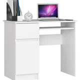 Computertisch, Bürotisch, mit 1 Schublade und 2 Regalen und einer ausziehbaren Tastaturablage, 90 x 50 x 77 cm, abriebfeste Laminatplatte mit ABS-Kante, Fächer rechts oder links