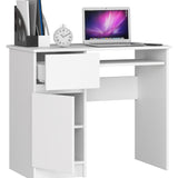 Computertisch, Bürotisch, mit 1 Schublade und 2 Regalen und einer ausziehbaren Tastaturablage, 90 x 50 x 77 cm, abriebfeste Laminatplatte mit ABS-Kante, Fächer rechts oder links